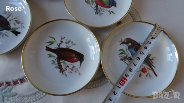 Винтидж! Комплект от шест чинийки с птици - Furstenberg , снимка 7 - Декорация за дома - 51781632