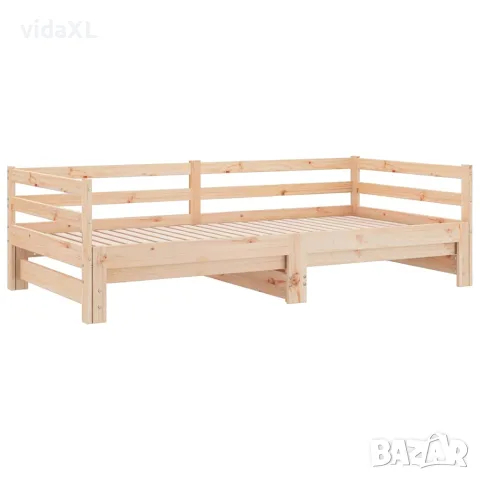vidaXL Разтегателно дневно легло, борово дърво масив, 90x200 см, снимка 3 - Спални и легла - 56147812