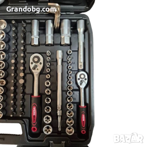 Немски Куфар с Инструменти 216ч WerkBull Гедоре с 3бр Тресчотка и ключове 8-22- Тресчотни, снимка 3 - Куфари с инструменти - 52421560