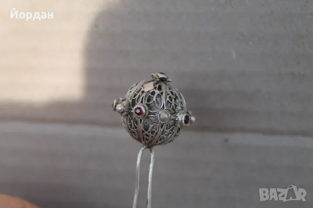 Сребърна възрожденска забодка/игла, снимка 3 - Антикварни и старинни предмети - 48394105