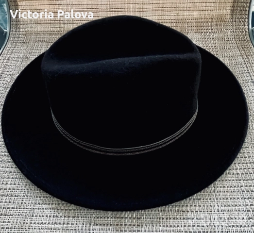 Черна вълнена шапка FEDORA - класическа, 100% вълна, 59 размер, снимка 13 - Шапки - 52426683