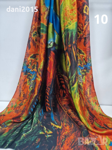 Дамски красив сатенен шал, снимка 10 - Шалове - 44509797
