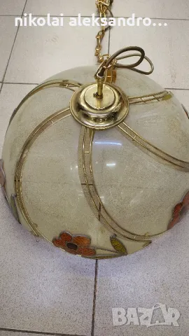 полилей стъкло месинг, снимка 3 - Антикварни и старинни предмети - 49640947