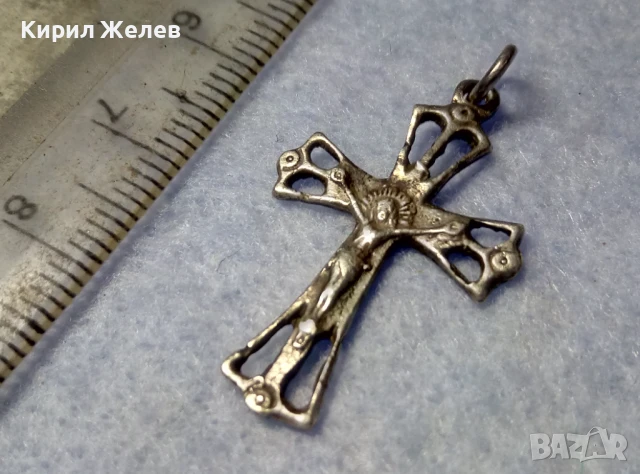 СТАРО СРЕБЪРНО РАЗПЯТИЕ КРЪСТ КРЪСТЧЕ СРЕБРО ВИСОКА ПРОБА РЪЧНА ХУДОЖЕСТВЕНА АЖУРНА ИЗРАБОТКА 72391, снимка 2 - Антикварни и старинни предмети - 50542196