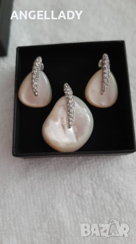  Сребърен комплект със седеф и циркони ., снимка 11 - Бижутерийни комплекти - 41979220