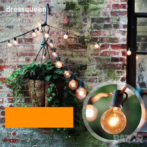 000004 Водоустойчива LED светеща гирлянда за открито 5м 10 крушки и 10м 20 крушки, снимка 5 - Външни лампи - 53637550