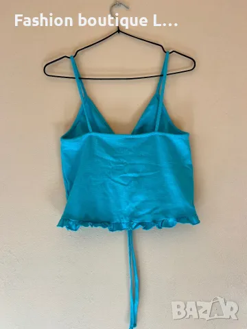 Син памучен кроп топ с връзки отпред 🩵 S размер 🩵, снимка 3 - Корсети, бюстиета, топове - 47957834