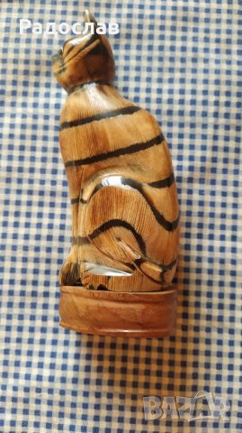 дървена фигурка Котка , снимка 2 - Статуетки - 41522549