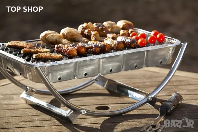 Asado Grill BBQ Dual Преносимо Барбекю,двойна стоманена рамка за незабавна скара/дървени въглища