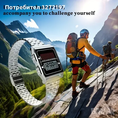 2024 JINRONG Соларен Дигитален Часовник,Водоустойчив до 30м,Неръждаема Стомана, снимка 1