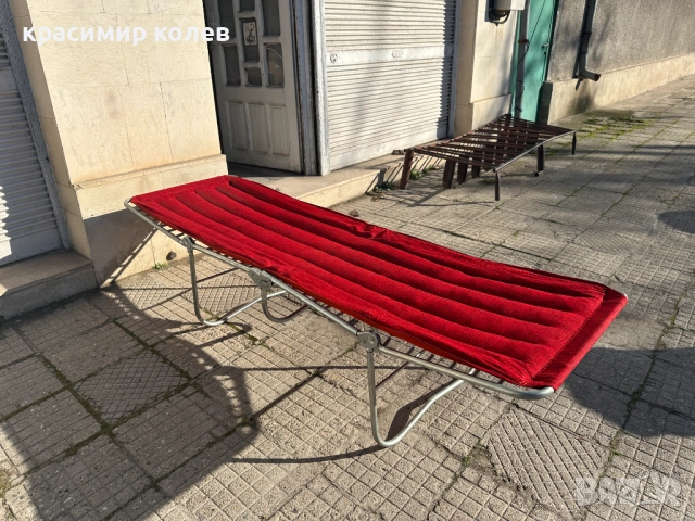  немски сгъваем шезлонг / походно легло тип „къмпинг“ с метална рамка и мек матрак, снимка 8 - Къмпинг мебели - 52914947