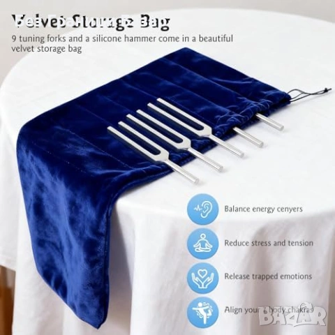 Нов Камертон сет за йога медитация рейки 9 броя 174–963Hz + калъф + чукче, снимка 6 - Йога - 53463662
