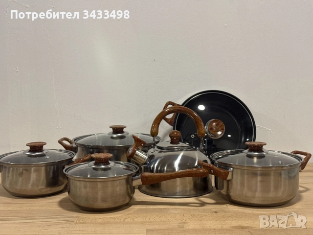 Комплект тенджери + подарък кухненски прибори розов, черен или зелен цвят , снимка 6 - Съдове за готвене - 51961471