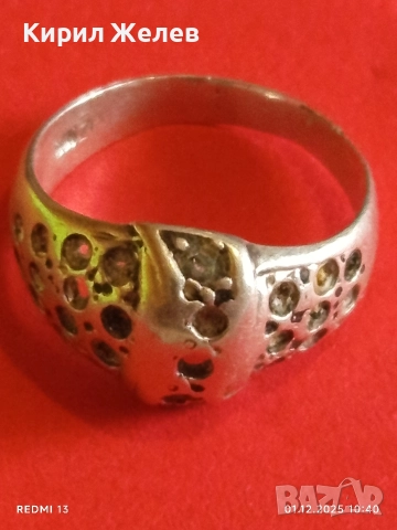 Сребърен пръстен с ажурна украса и инкрустирани кристали 8766, снимка 8 - Пръстени - 52604148