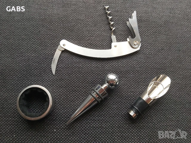 Подаръчен комплект за вино тирбушон,тапа и лиек,два модела, снимка 5 - Подаръци за мъже - 50668242