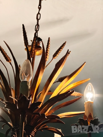 Масивен полилей и аплик от ръчно изработено желязо помеднено , снимка 8 - Полилеи - 51879261