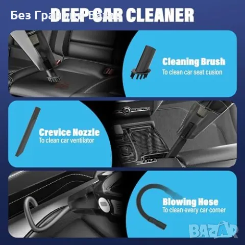 Нова Мощна прахосмукачка и компресор с LCD дисплей и LED светлина за кола, снимка 5 - Прахосмукачки - 48539718