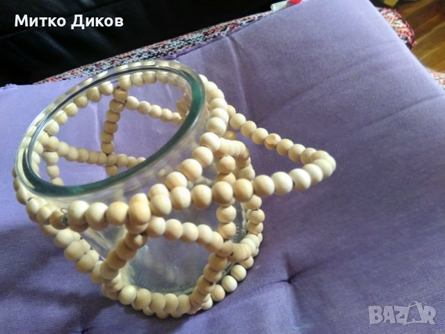 Терикатски буркан с плетена дръжка топчета за носене Н-125мм и фи -100мм, снимка 4 - Декорация за дома - 42304563