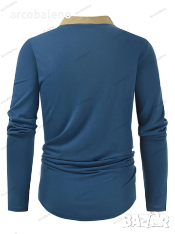 Мъжка тактическа тениска с дълъг ръкав с цип с цветни блокчета и яка Henley, 5цвята , снимка 8 - Тениски - 44624157