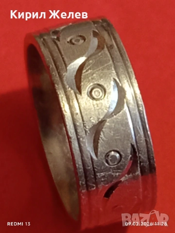 Сребърен пръстен тип халка с декоративна гравюра ювелирна изработка 17589, снимка 7 - Пръстени - 53411480