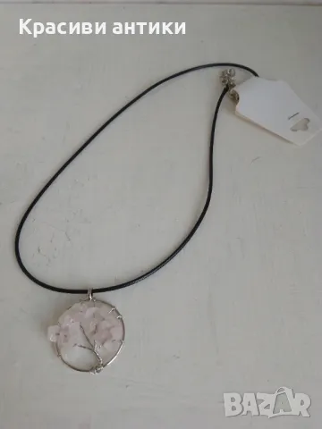 Розов кварц, дьрво на живота, снимка 2 - Колиета, медальони, синджири - 48526859