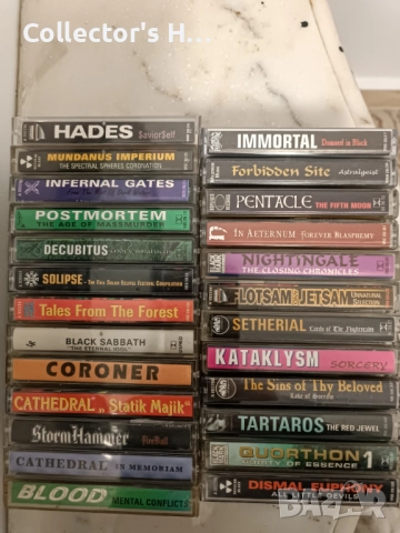 25 аудио касети-19 Wizard, 6 пиратки.Обща цена 130 лв. Immortal Coroner Flotsam and Jetsam Cathedral