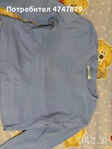 Синя блуза, много мека материя, размер:S, снимка 2 - Блузи с дълъг ръкав и пуловери - 53621971