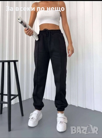 Дамски Черен Ватиран Панталон С Ръб Код BS-88, снимка 2 - Спортни екипи - 51899225