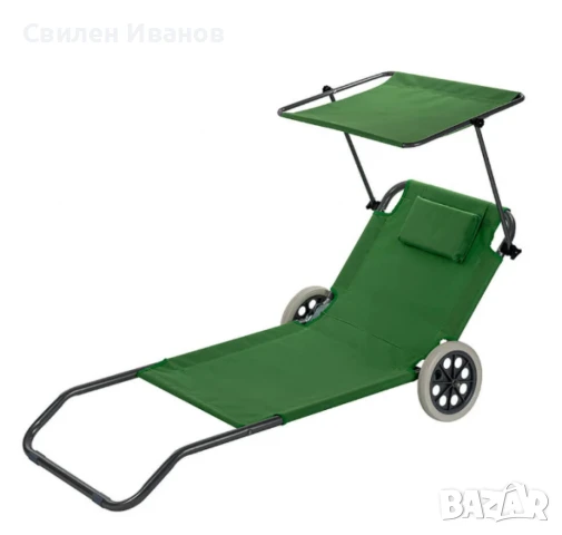 Сгъваем шезлонг с колела, Muhler, 147x52xH24 cm, снимка 3 - Градински мебели, декорация  - 51315168