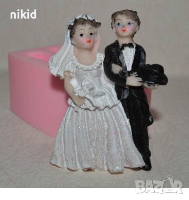 Булка Младоженец с шапка младоженци сватба сватбен силиконов молд форма фондан шоколад гипс декор