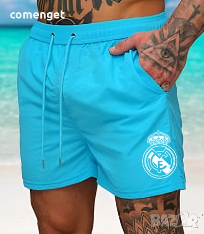 ЛЯТО 2025! Мъжки бански / плувни шорти РЕАЛ МАДРИД / REAL MADRID MBAPPE. Поръчай на отбор по ИЗБОР!