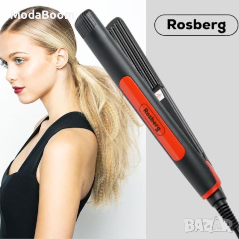 Преса за коса Rosberg R51101A, въпнообразна плоча, черно/ червено, 2 ГОДИНИ ГАРАНЦИЯ, снимка 2 - Преси за коса - 44172689