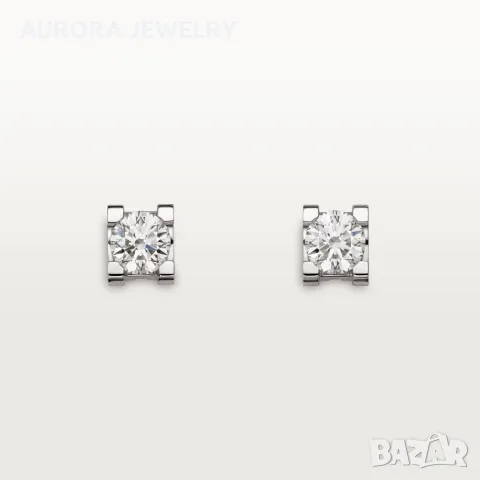 CARTIER C de Cartier White Gold Stud Diamond Дамски Обеци, снимка 3 - Обеци - 56111819