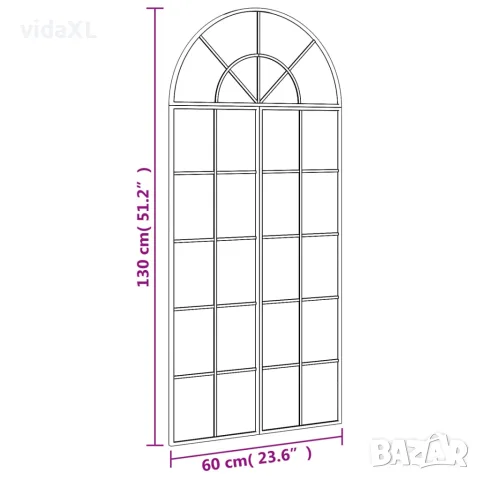 vidaXL Стенно огледало, черно, 60x130 см, арка, желязо, снимка 7 - Огледала - 56146722