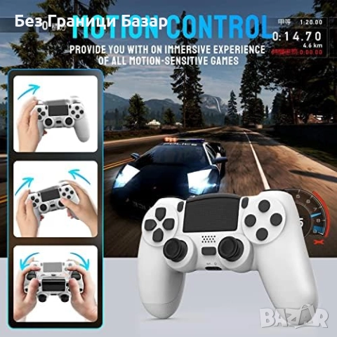 Нов Безжичен контролер за PS4/PC – вибрация, тъчпад, жак за слушалки, снимка 5 - Аксесоари - 52219466
