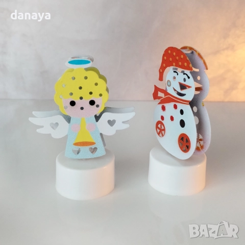 6228 Коледна електронна свещ с метална фигурка, 8 см, снимка 5 - Декорация за дома - 52019159