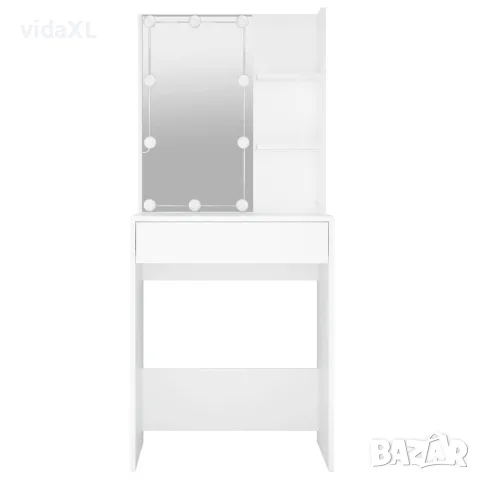 vidaXL Тоалетка с LED, бяла, 60x40x140 см, снимка 5 - Тоалетки - 56147802