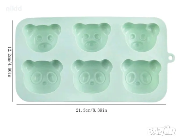 6 глави глава мече панда силиконов молд форма фондан шоколад гипс кексчета мъфини, снимка 7 - Форми - 48776871