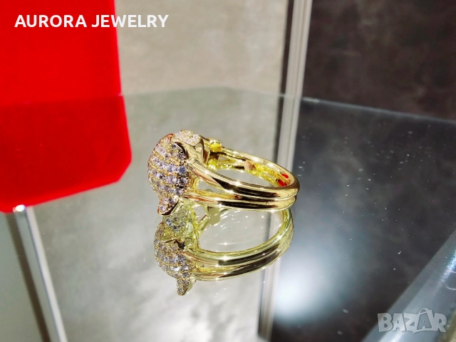 CARTIER Panthere de Cartier Gold Paved Head Diamonds Пръстен, снимка 4 - Пръстени - 52888473