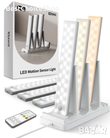 6 бр. LED осветление под шкаф със зарядна станция – 1600 mAh, 23см 