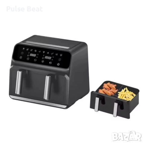 Двоен фритюрник Air Fryer, работещ без олио, 8L, цифров дисплей, снимка 4 - Фритюрници - 52429527
