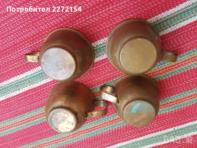 Бакърена чаша за кафе 4бр, снимка 3 - Антикварни и старинни предмети - 51373186