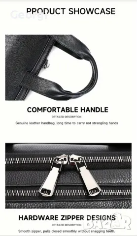 Елегантно/Ежедневна, Бизнес мъжка чанта (куфарче за лаптоп 15”) Естествена кожа!, снимка 6 - Чанти - 49280799