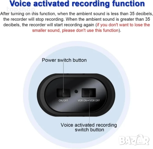 НОВ, ТЕСТВАН STTWUNAKE 64GB мини диктофон с гласово активиране, цифров аудио рекордер..., снимка 5 - Друга електроника - 51637875