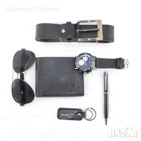 Подарък Бизнес Луксозен фирмен мъжки комплект 6 в 1 +Часовник Очила Химикалка Ключодържател Колан 13, снимка 2 - Подаръци за мъже - 44353039