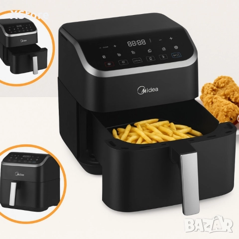 Фритюрник Midea Air Fryer MAD55000ADK – 5L въздушен фритюрник за здравословно и бързо готвене, снимка 4 - Фритюрници - 52430257