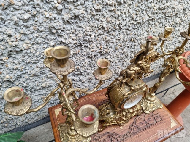 Антикварен Бронзов Часовник и Свещници "1960г" , снимка 11 - Антикварни и старинни предмети - 40151307