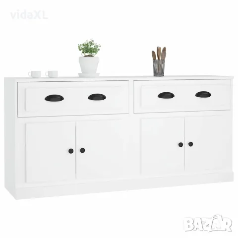 vidaXL Сайдборди, 2 бр, бели, инженерно дърво, снимка 4 - Бюфети - 56146732