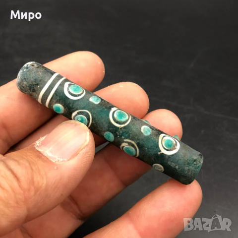 РИСУВАНО СТЪКЛО СТАРА МЪНИСТА ТАЛИСМАН ПРОТИВ УРОКИ АМУЛЕТ ДЗИ МЪНИСТА, снимка 3 - Антикварни и старинни предмети - 44656250