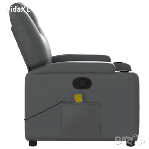 vidaXL Масажен наклоняем стол, сив, изкуствена кожа, снимка 6 - Дивани и мека мебел - 56147382